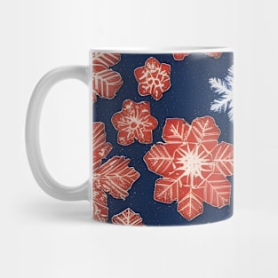 Red Snowflakes Pattern, Japanese Chiyogami Paper Mug